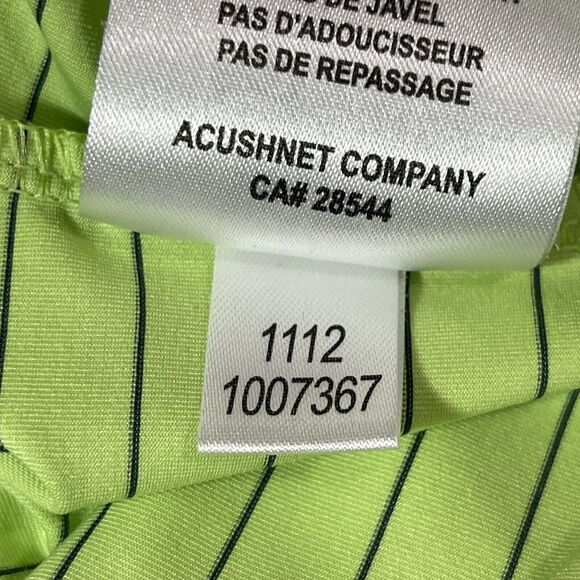 Footjoy PGA Golf Polo Shirt Mens Medium Lime Green Striped Embroidered Crest - Picture 16 of 16